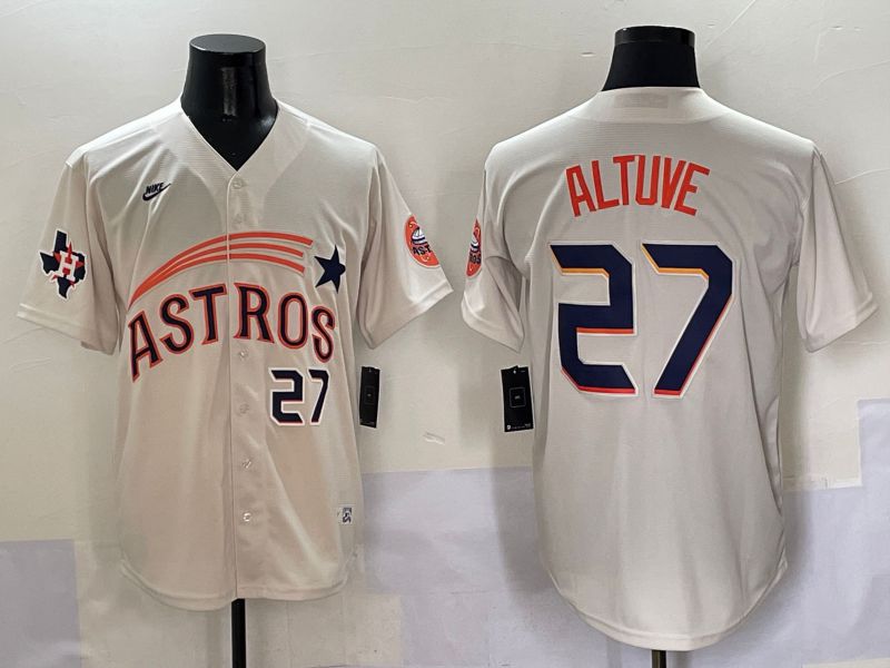 Men Houston Astros #27 Altuve Cream Five generations Joint Name 2025 Nike MLB Jersey style 7